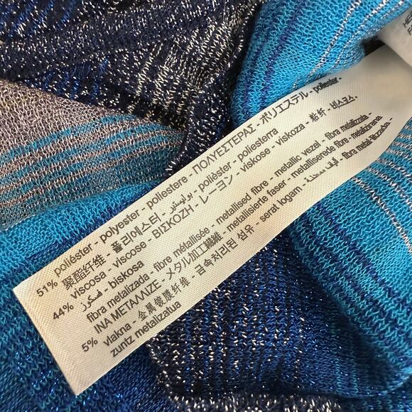 NWOT Zara Womens Metallic Thread Knit Striped Special Edition Blue/Cream Tank XL - Picture 7 of 8